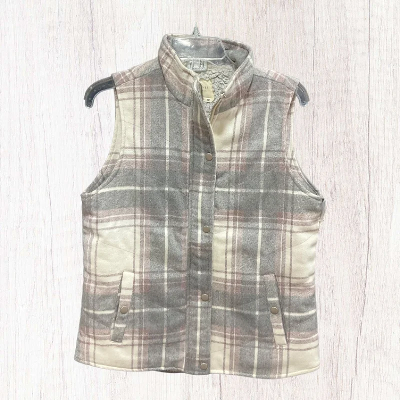 men's tactical vests-Vest Faux Fur & Sherpa By Harper In Plaid Pattern, Size: S