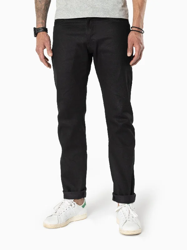 men's event trousers-Hower Black Black- 13oz. Japanese Red Selvedge Comfort Stretch