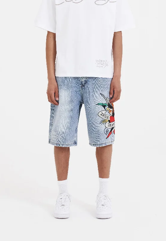 men's event shorts-Mens True Till Death Denim Jorts Shorts - Bleach