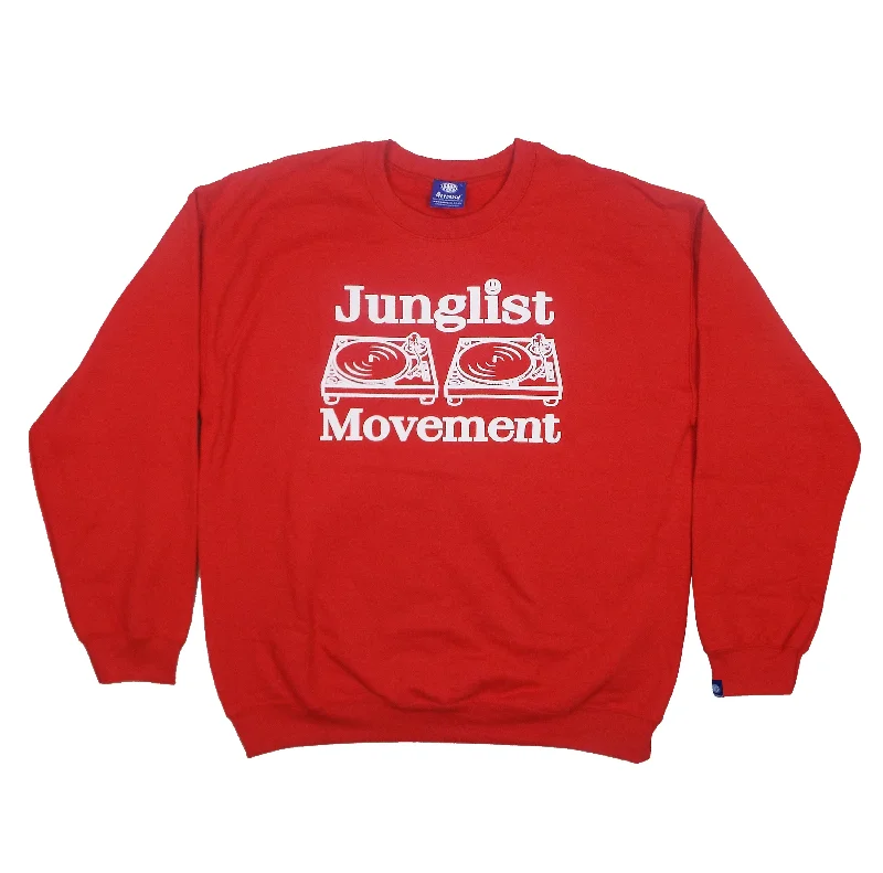 men's polyester sweatshirts-Junglist Movement Sweat Red (White)