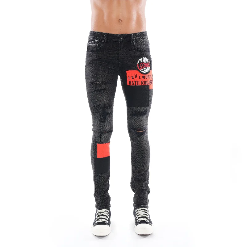 men's patterned trousers-PUNK SUPER SKINNY IN BLACK