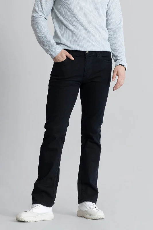 men's linen trousers-Obsidian Jet Black Straight Fit Jeans