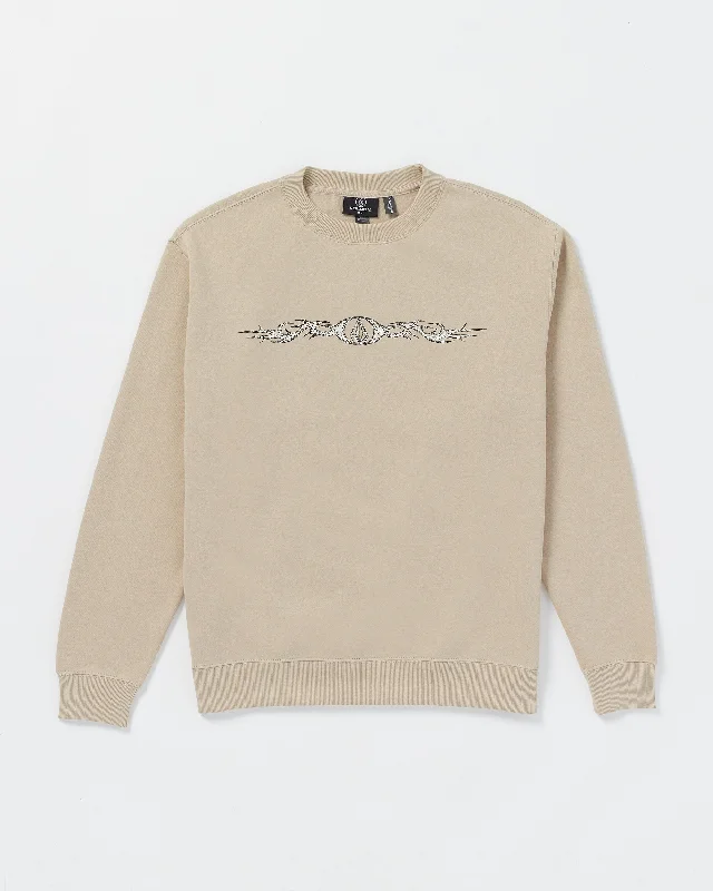 men's retro sweatshirts-Watanite Crew Sweatshirt - Light Khaki