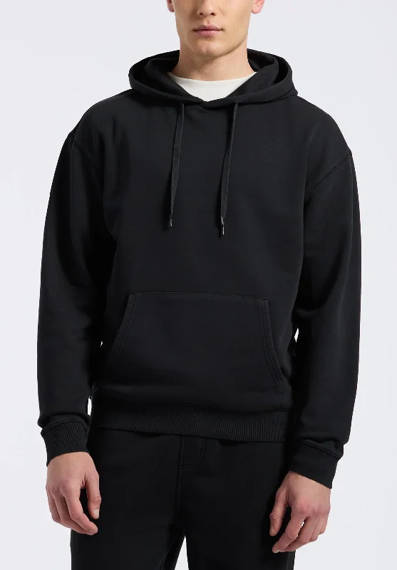 men's graphic sweatshirts-Finley Men's Relaxed Pullover Hoodie, Black - BM24534