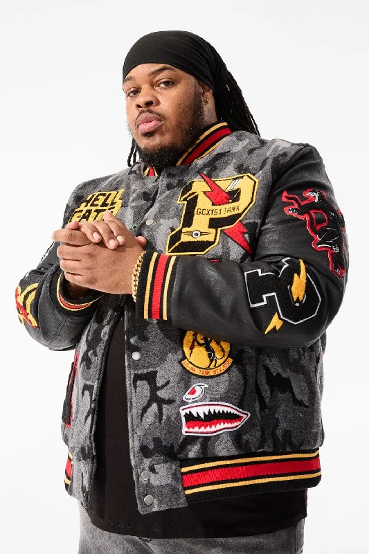 men's track jackets-Big Men's Hellcat Varsity Jacket (Black Camo)