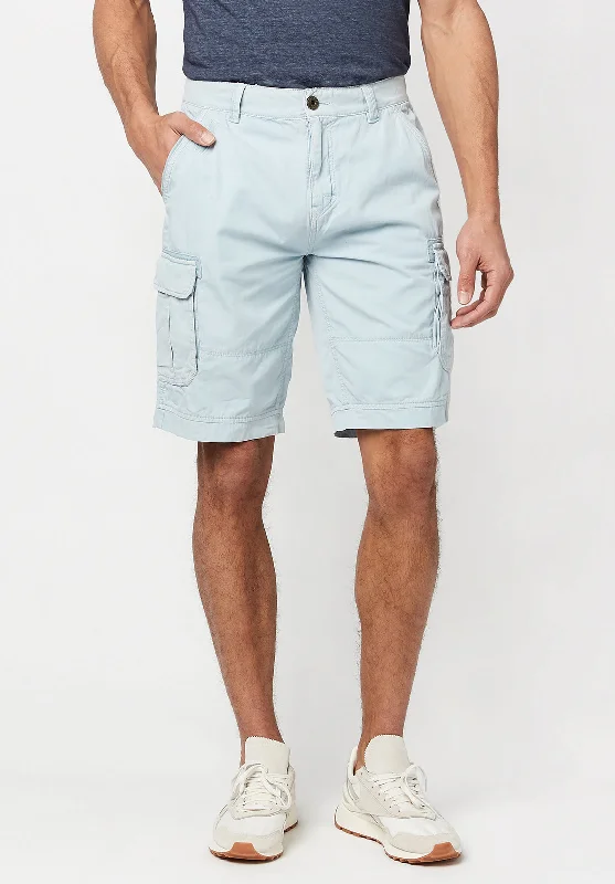 men's lightweight shorts-Hivibe Men's Stone Wash Shorts in Light Blue - BM23590