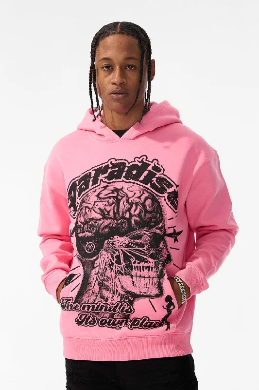 men's moisture-wicking sweatshirts-Cranial Paradise Pullover Hoodie (Pink)