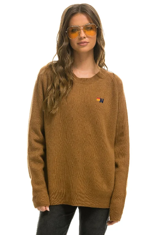 men's neutral color sweatshirts-VINTAGE CABIN 2 UNISEX CASHMERE SWEATER - BUTTERSCOTCH