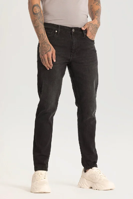 men's adventure trousers-Grey Plain Skinny Fit Jeans