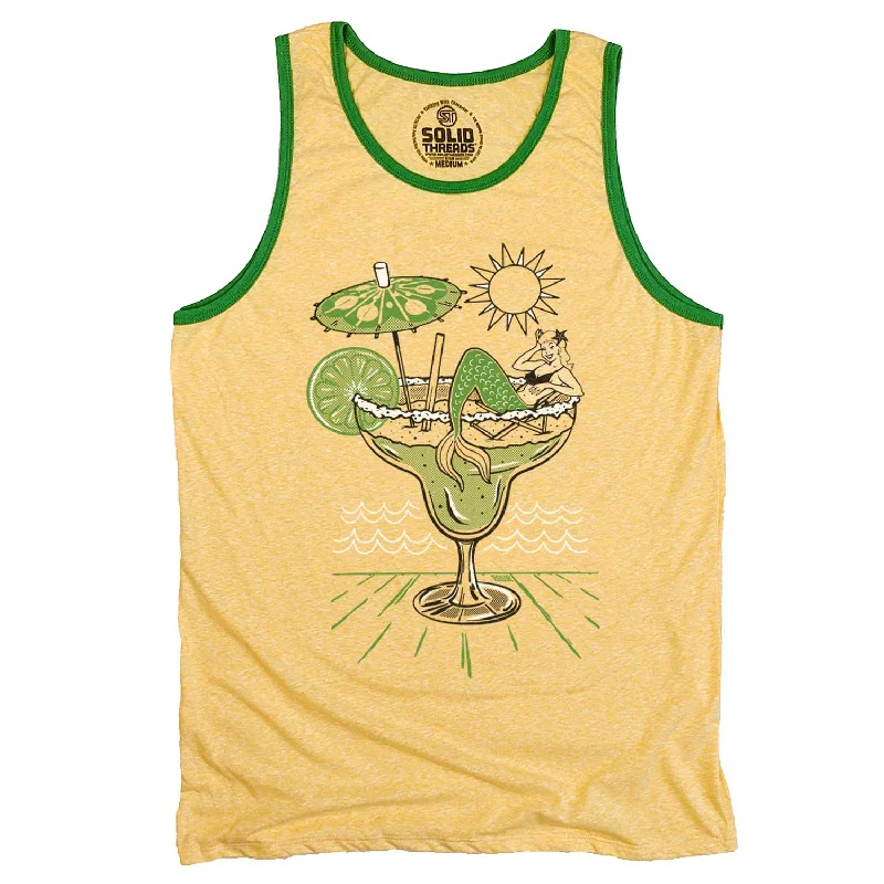 men's tank top gym-Margarita Mermaid Ringer Tank Top