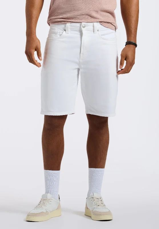 men's cotton shorts-Relaxed Straight Dean Men's Short, White - BM26097