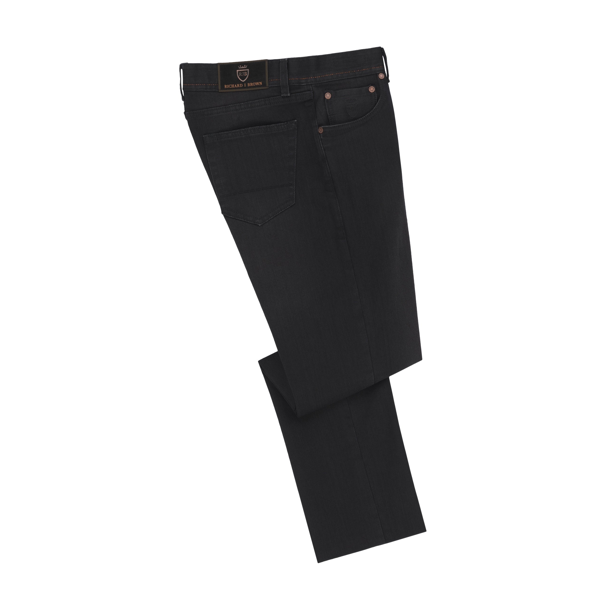 men's comfortable fit trousers-Slim-Fit Stretch-Cotton Jeans in Black