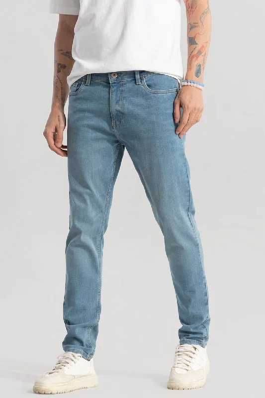 men's trendy trousers-Trex Powder Blue Slim Fit Jeans