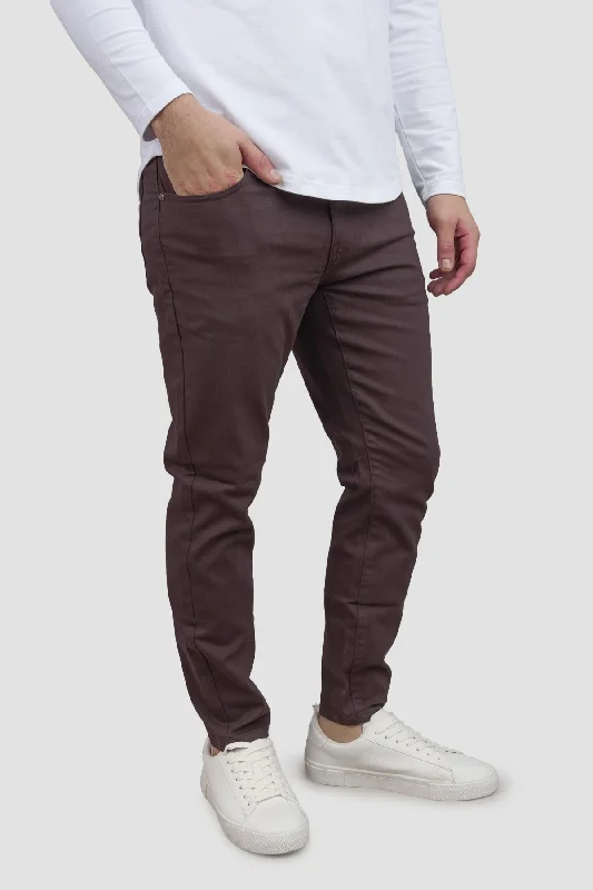 men's sun protection trousers-Garment Dyed Stretch Jeans Mocha