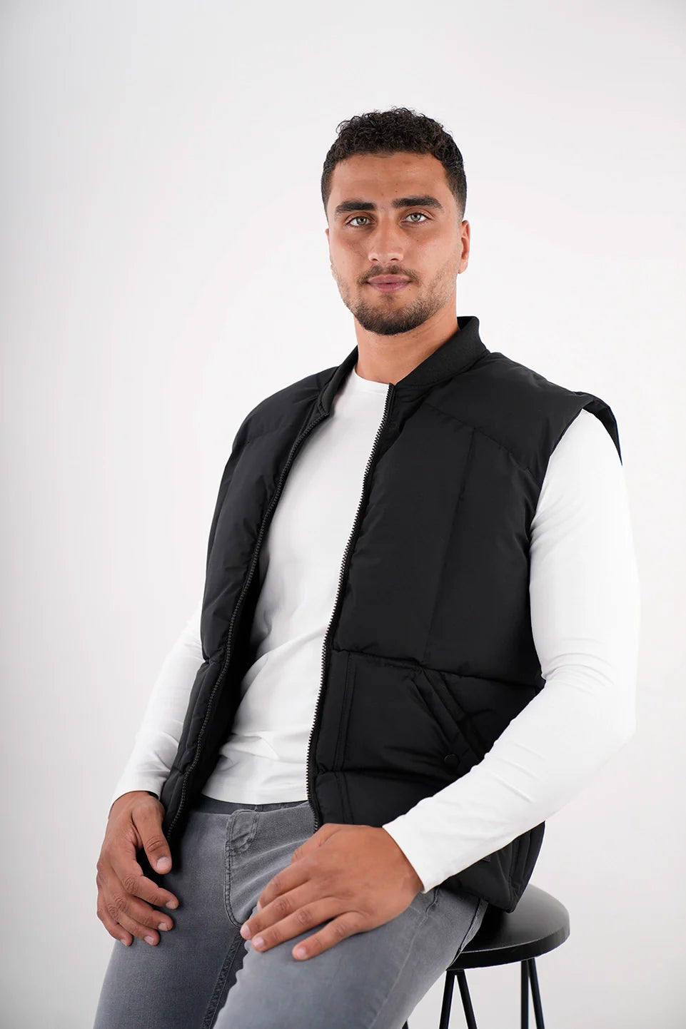 men's casual wear vests-Black Vest Puffer