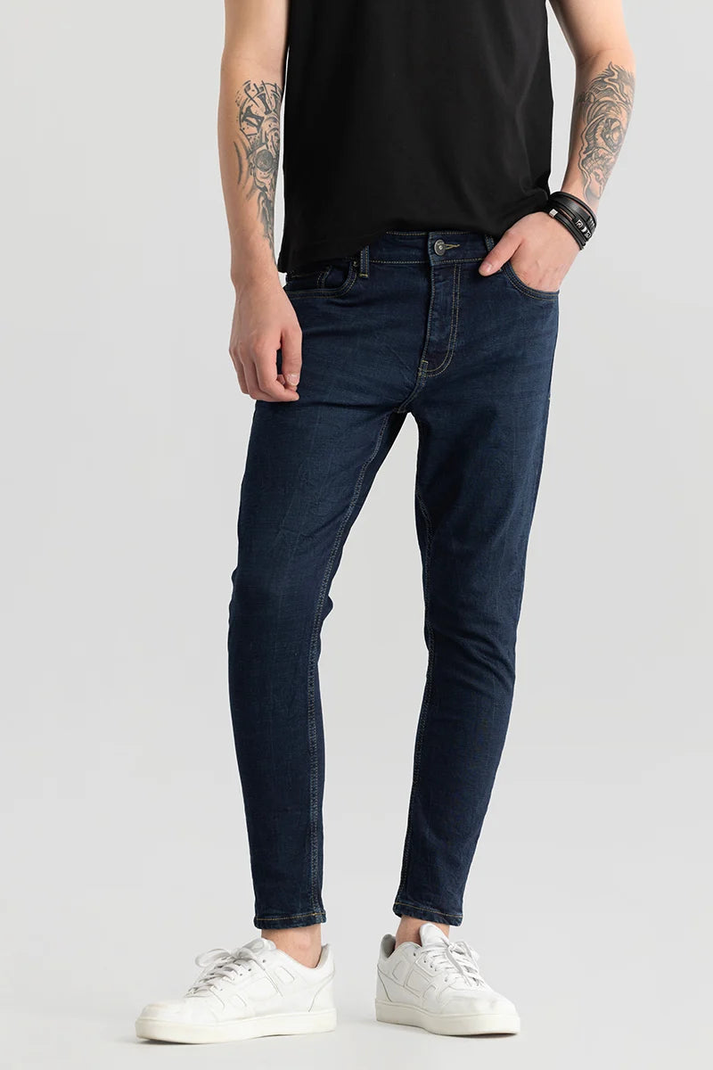 men's flannel pants-Livia Prussian Blue Skinny Fit Jeans