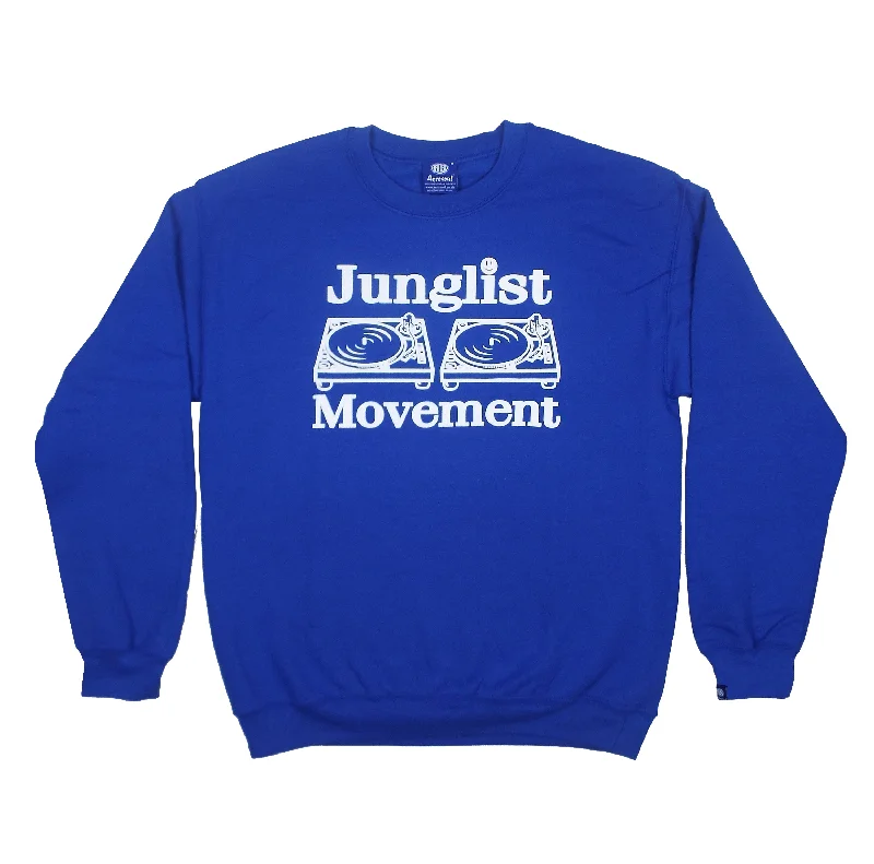 men's lightweight sweatshirts-Junglist Movement Sweat Royal (White)