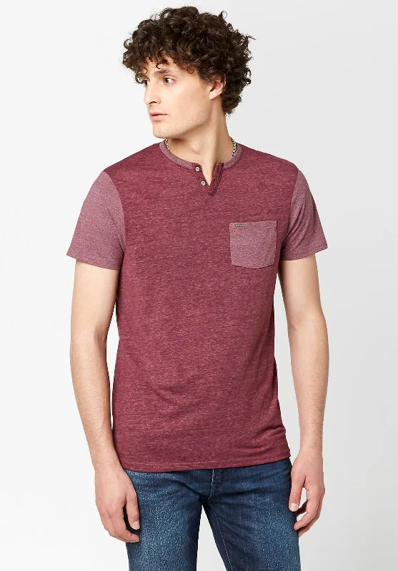 men's business casual t-shirts-Kaddy Men's T-Shirt with Tonal Trim in Violet - BM23555