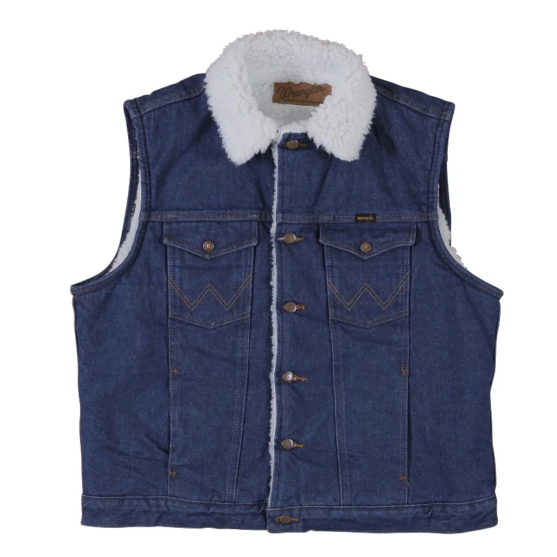 men's zip-up vests-Wrangler Men's Sherpa Lined Denim Vest