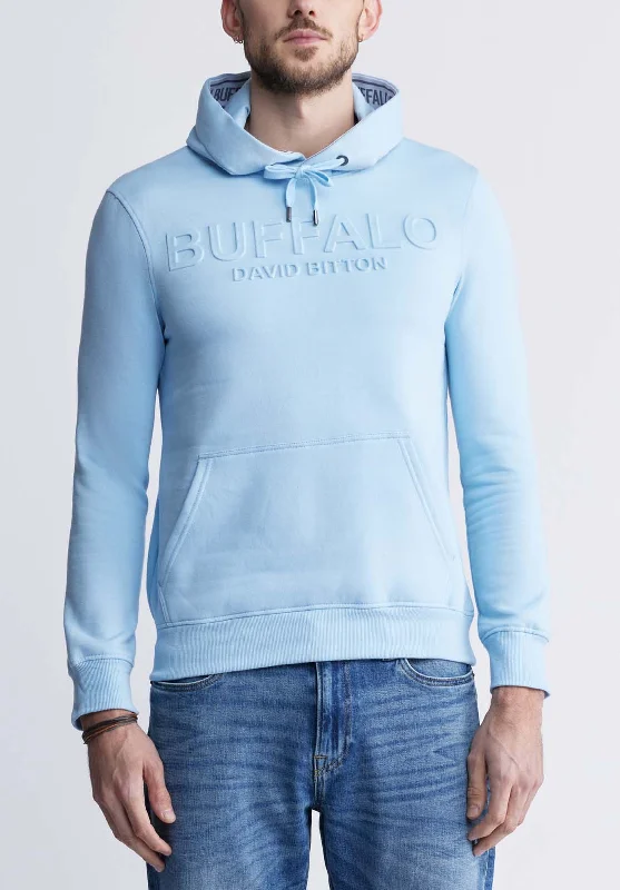 men's comfortable fit sweatshirts-Fadol Men's Fleece Hoodie in Sky Blue - BPM13610V