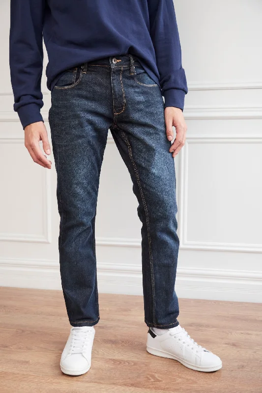 men's bootcut jeans-Jeans bleu foncé coupe régulière - Homme