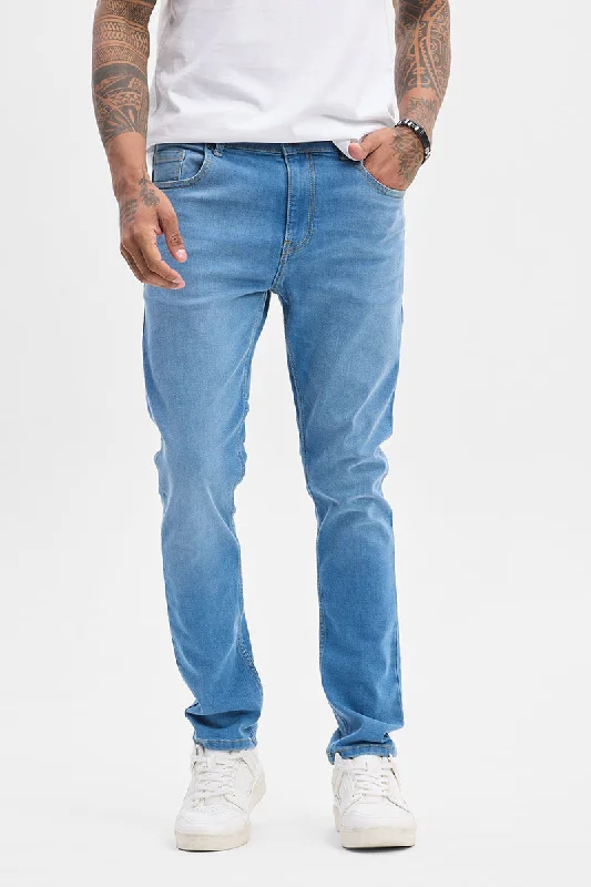 men's fall pants-Blue Slim Fit Jeans