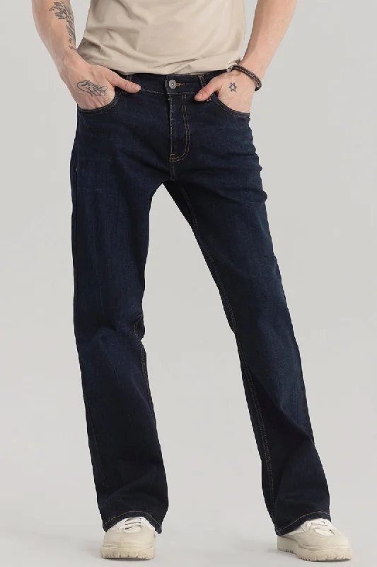 men's training trousers-UrbanFlare Navy Boot Cut Jeans