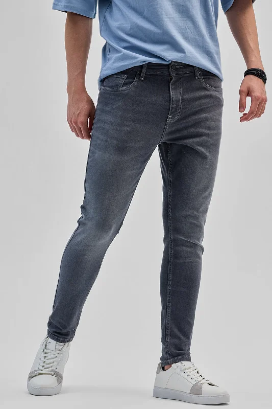 men's office trousers-Grey Skinny Fit Jeans