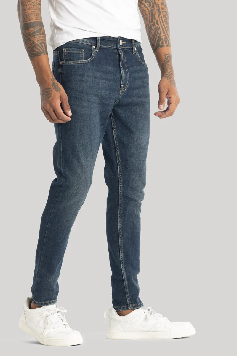 men's urban trousers-Vito Spruce Blue Skinny Fit Jeans