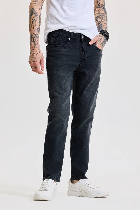 men's vibrant pants-Black Slim Fit Jeans