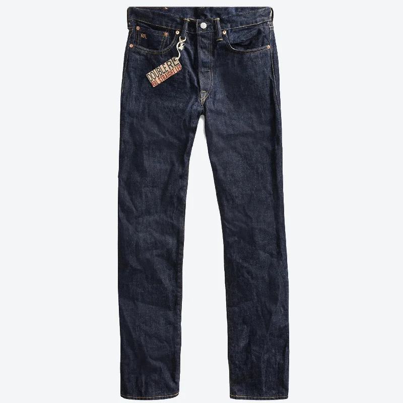 men's travel pants-STRAIGHT FIT SELVEDGE JEAN - ONCE WASHED