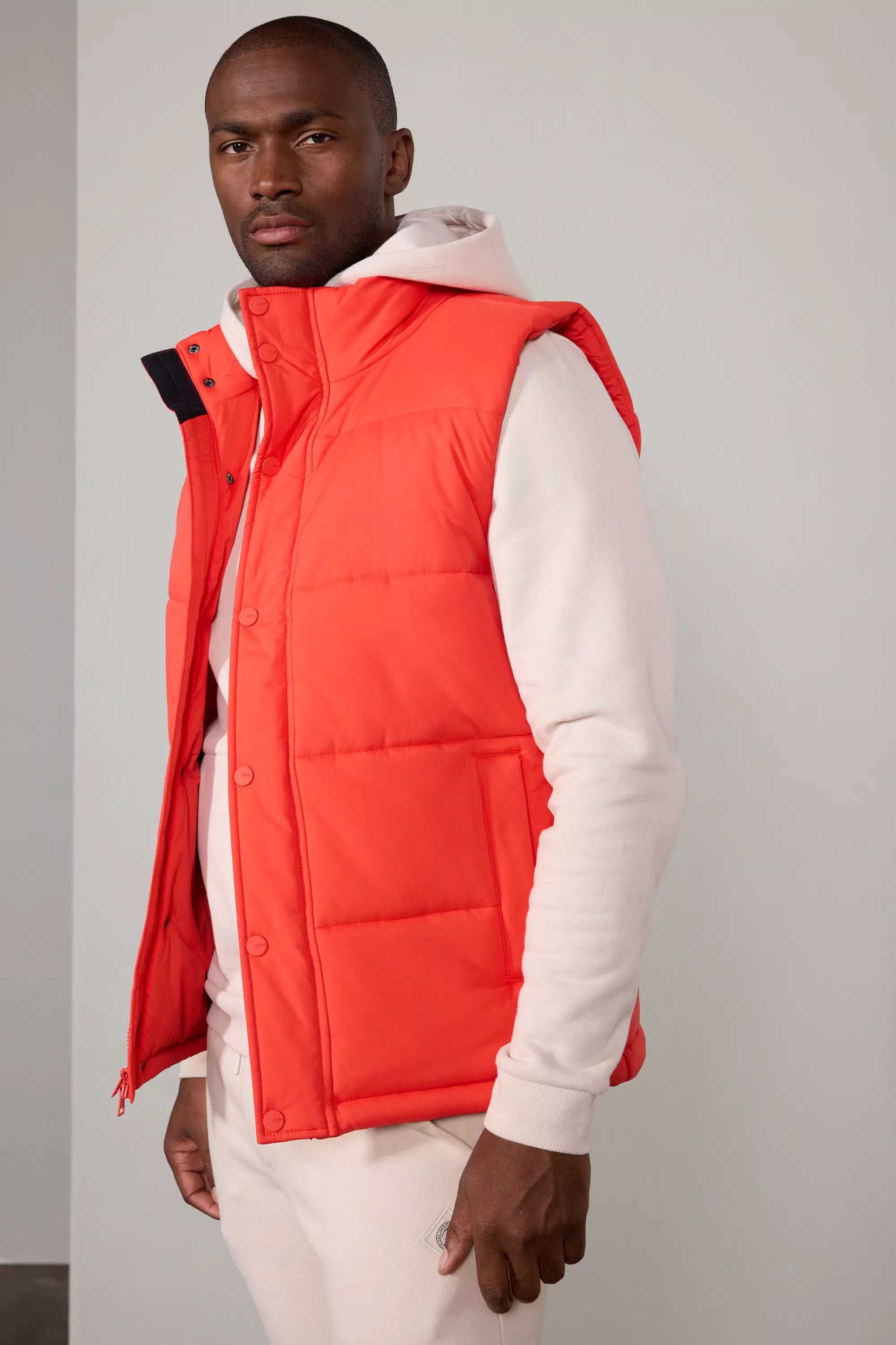 men's utility work vests-Featherlight Puffer Vest - Scarlet Ibis