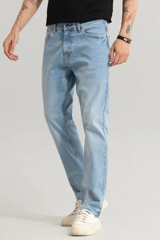 men's relaxed fit pants-Cascade Light Blue Comfort Fit Jeans