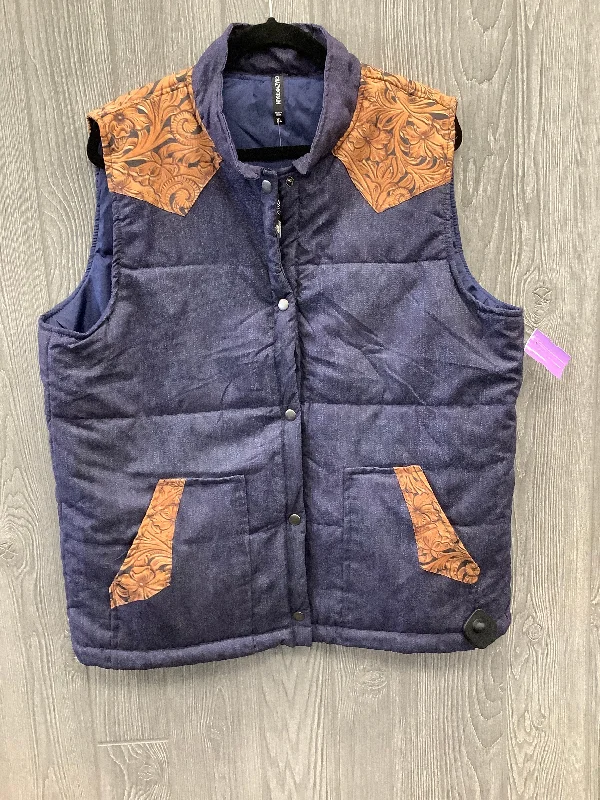 men's premium vests-Blue Vest Puffer & Quilted Crazy Train, Size Xl