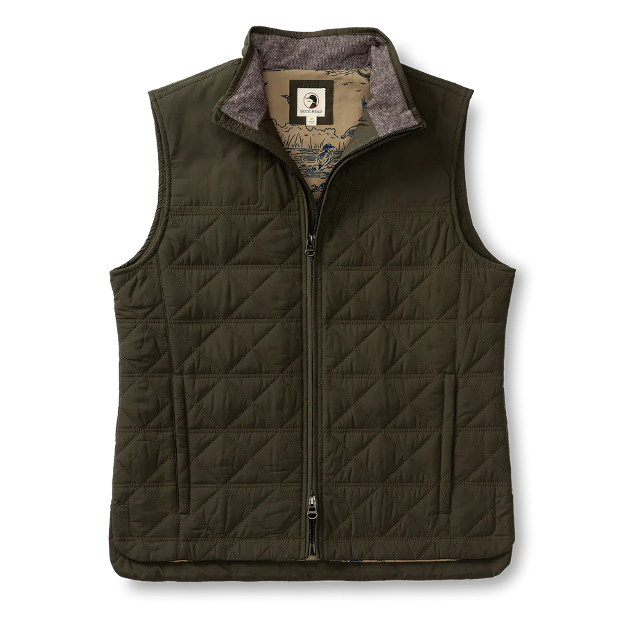 men's relaxed fit vests-Fremont Performance Quilted Vest (Dark Forest Green)