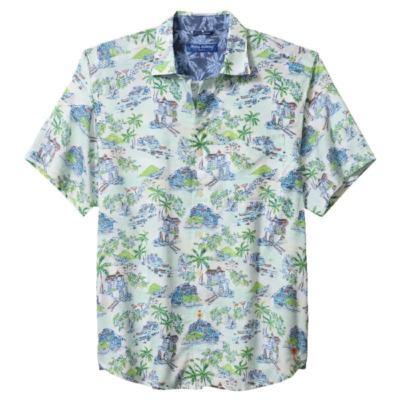 men's warm shirts-Tommy Bahama Men's Tortola Paradise Isle Camp Shirt - White