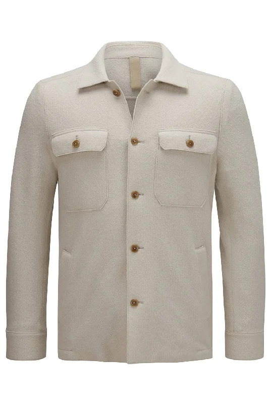 men's casual jackets-Four Pocket Shirt Jacket - Sand