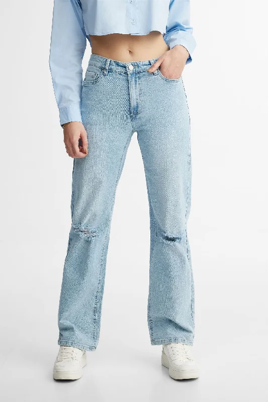 men's tennis trousers-Jeans ''90's baggy'' troués au genoux - Femme