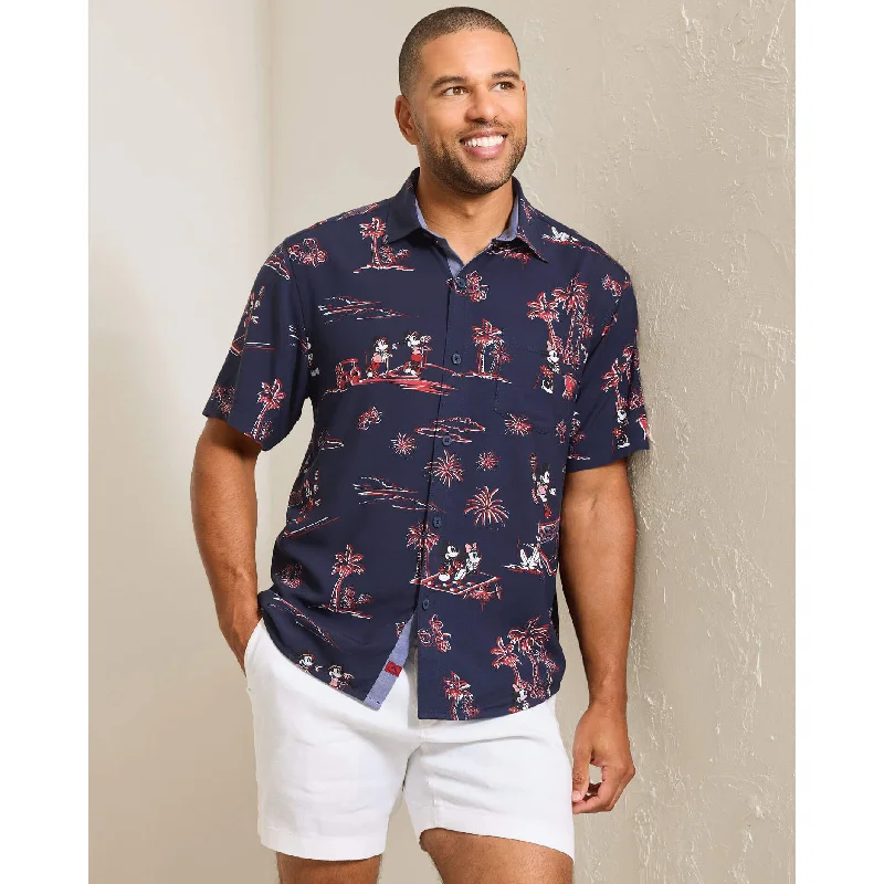 men's oversized shirts-Tommy Bahama Men's Disney Barbeque Blastoff Camp Shirt - Kingdom Blue