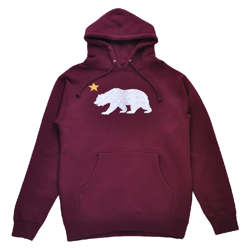 men's hiking hoodies-Mens True Bear Star Hoodie Burgundy