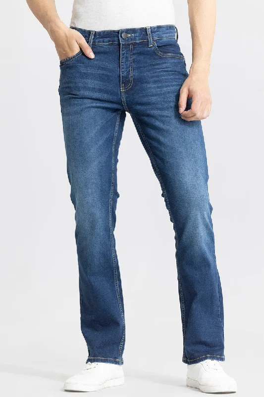 men's linen trousers-Urbanite Denim Blue Straight Fit Jeans