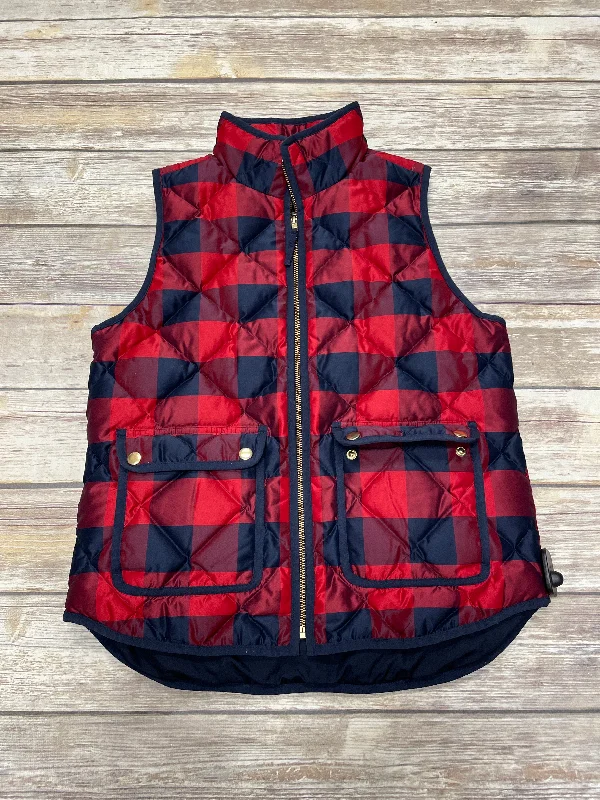 men's travel gear vests-Vest Puffer & Quilted By J. Crew In Blue & Red, Size: S