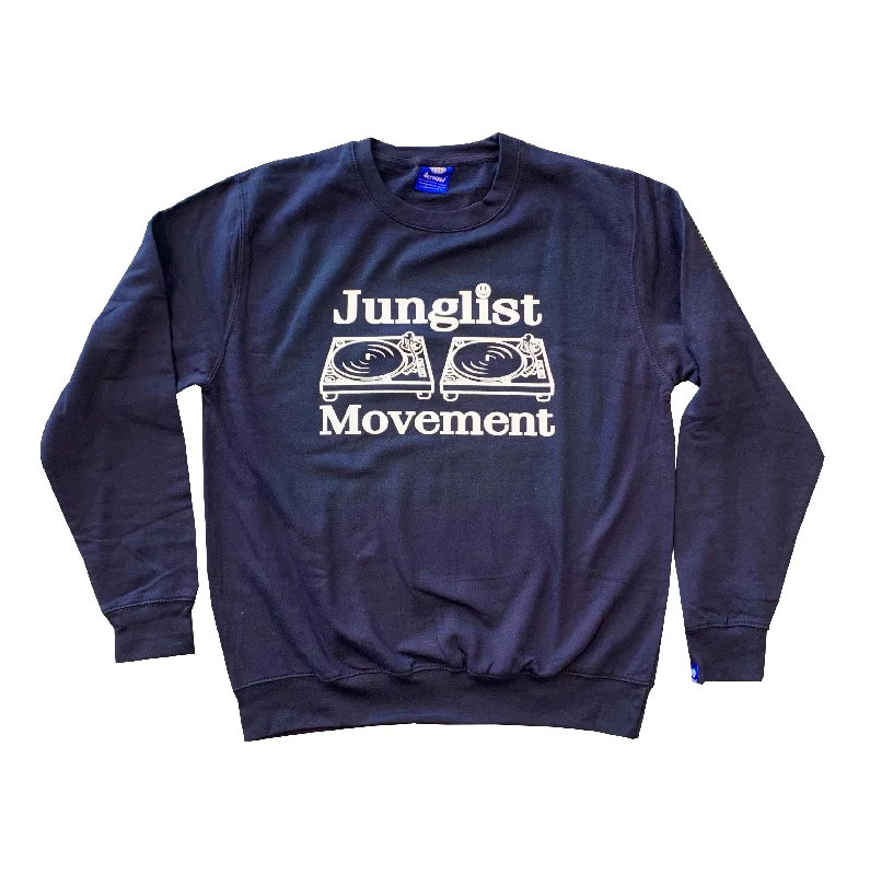 men's pullover sweatshirts-Junglist Movement Sweat French Navy (White)