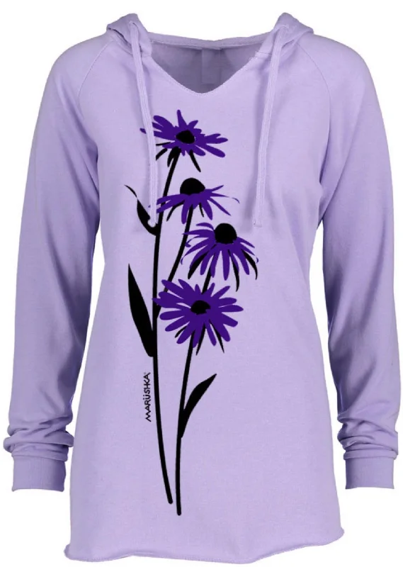 men's lightweight sweatshirts-Black Eyed Susan Notch Neck Hoodie Sweatshirt