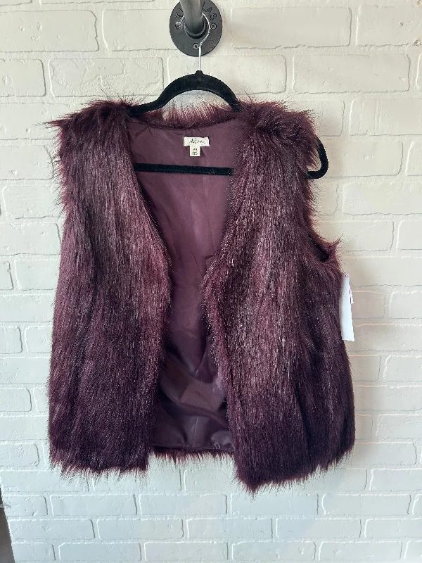 men's sustainable vests-Vest Faux Fur & Sherpa By Tribal In Purple, Size: M