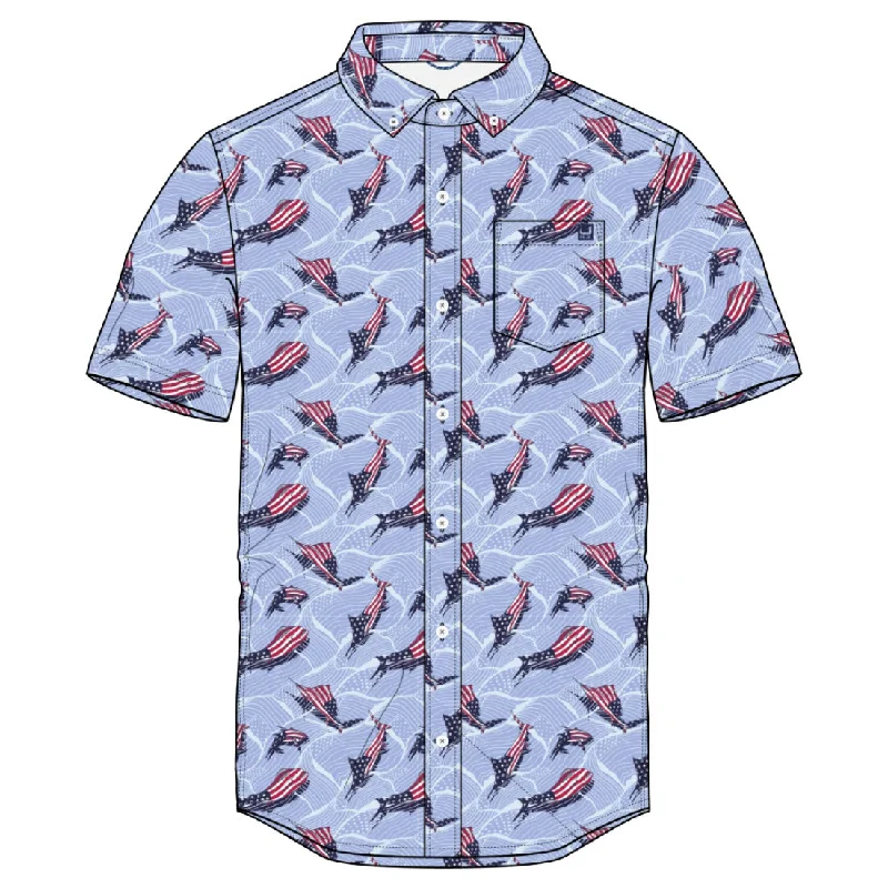 men's short sleeve shirts-Huk Kona KC Printed Short Sleeve Sport Shirt - Windsurfer