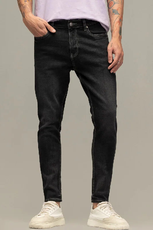 men's stylish fit pants-Rocco Sable Black Skinny Fit Jeans