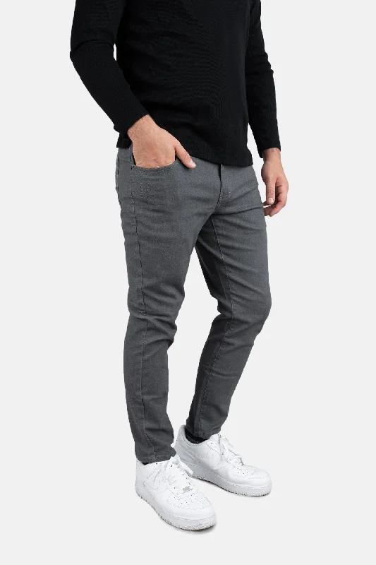 men's eco-friendly pants-Garment Dyed Stretch Jeans Charcoal