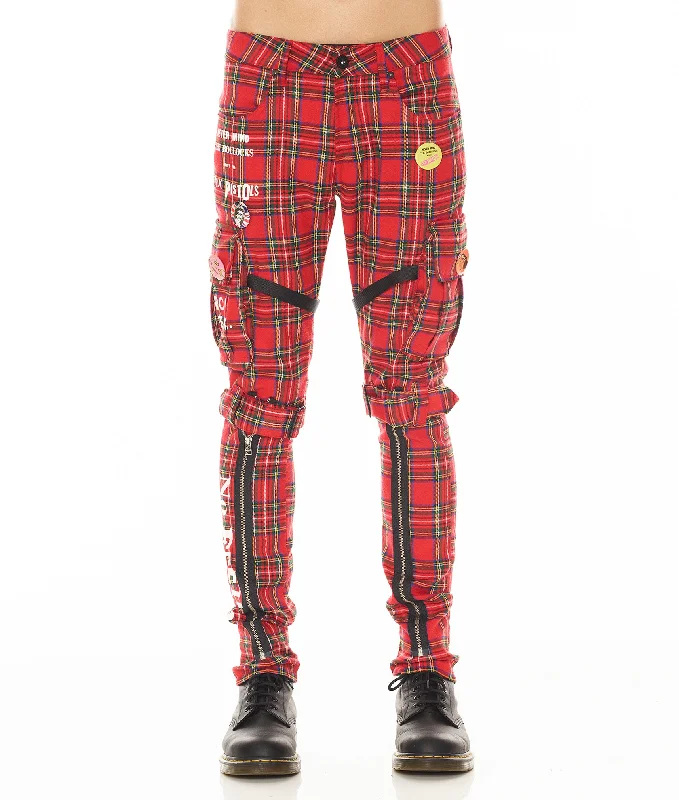 men's cycling pants-ROCKER CARGO "SEX PISTOLS" IN PLAID