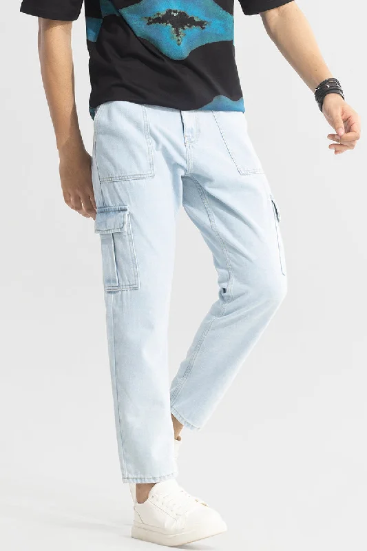 men's spring trousers-UrbanStreet Sky Blue Baggy Fit Jeans